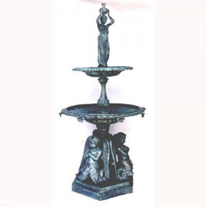 Bronze Merboy Fountain, 3-Step with Lady