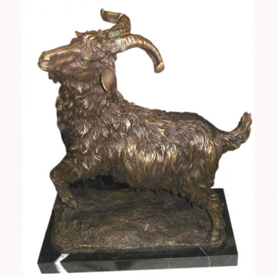 Bronze Goat with Marble Base - Click Image to Close