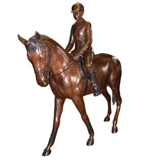 Bronze Young Girl riding a Pony - Click Image to Close