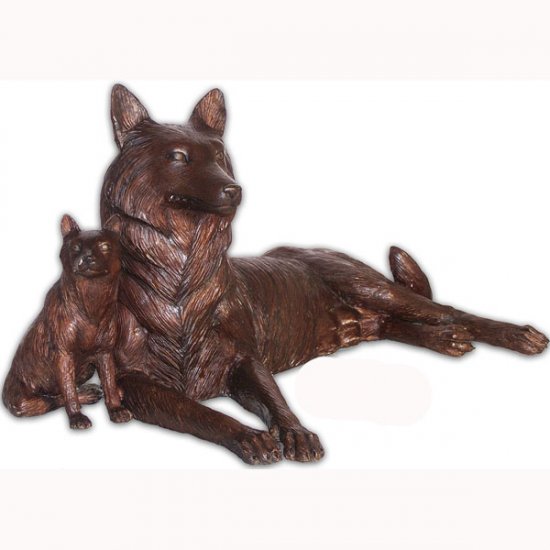 Bronze Wolf and Cub Statue - Click Image to Close