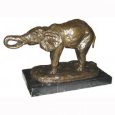 Bronze Small Elephant with Marble Base