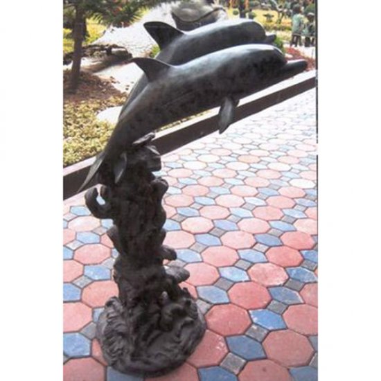 Bronze Two Dolphin Fountain - Click Image to Close