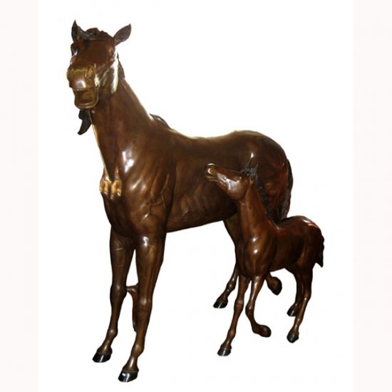 Bronze Horse with Pony no Base - Click Image to Close