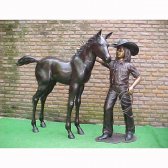 Bronze Little Girl with Foal