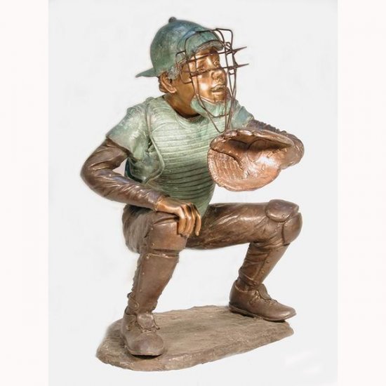 Bronze Baseball Catcher,Kid - Click Image to Close