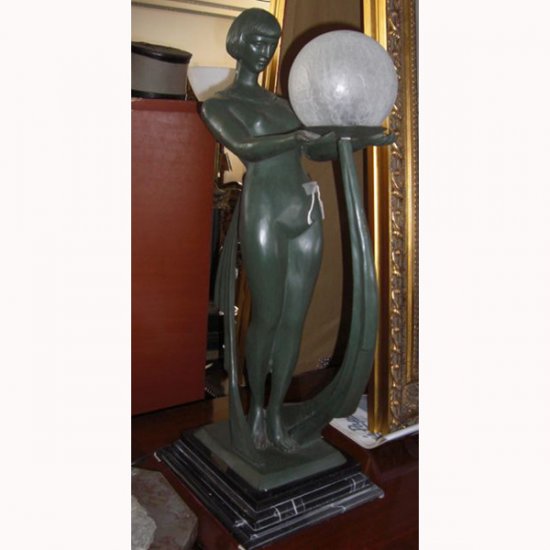 Bronze Nude Art Deco Table Lamp - Click Image to Close