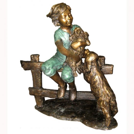 Bronze Girl with 2 Dogs - Click Image to Close