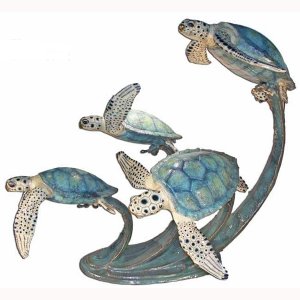 Bronze Four Turtle Swimming