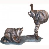 Bronze Two Raccoons on a Log Bronze Two Raccoons on a Log