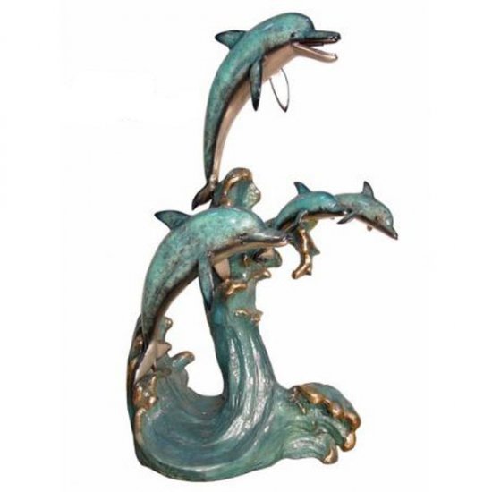 Bronze Dolphin Family Fountain - Click Image to Close