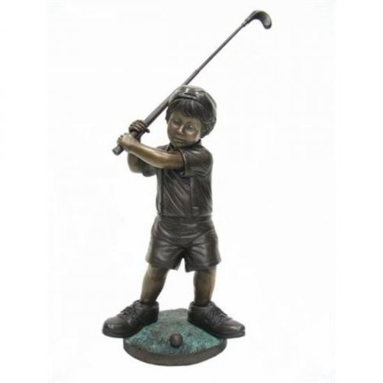 Bronze Boy playing Golf - Click Image to Close