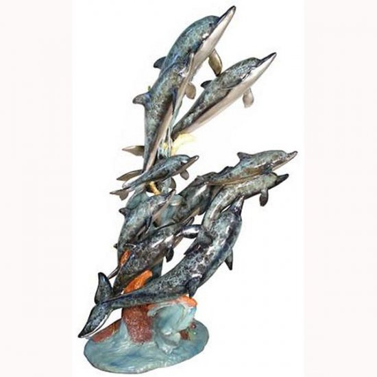 Bronze Ten Dolphins Fountain ( Special Patina ) - Click Image to Close