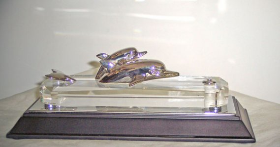 " Two Dolphins " on Lucite Base