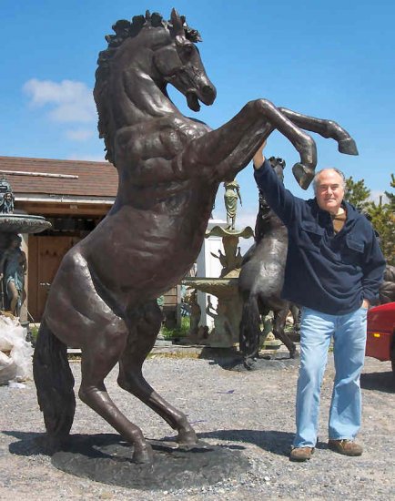 Bronze Rearing Horse 8 1/2 Feet Tall - Click Image to Close