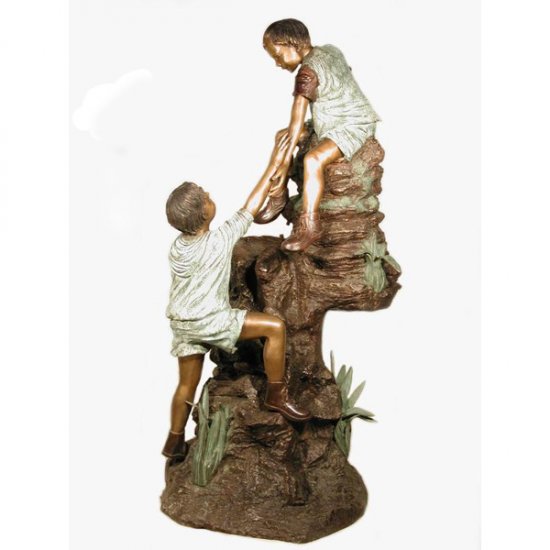 Bronze Boys Climbing Stump - Click Image to Close