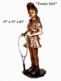 Bronze Girl Holding a Tennis Racquet
