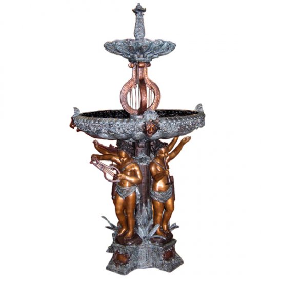 Bronze Fountain with four Cherubs - Click Image to Close