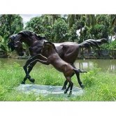 Bronze Pair of Horses - Mother and Baby Foal