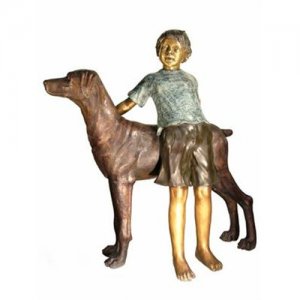 Bronze Boy With His Dog
