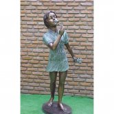 Bronze Young Girl With Flowers
