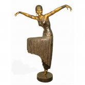 Bronze Deco Lady Raising Hands