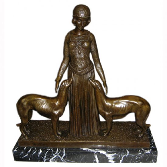 Bronze Girl with Dogs - Click Image to Close