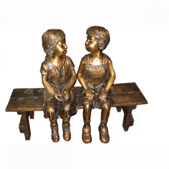 Bronze Kids on Bench - Click Image to Close
