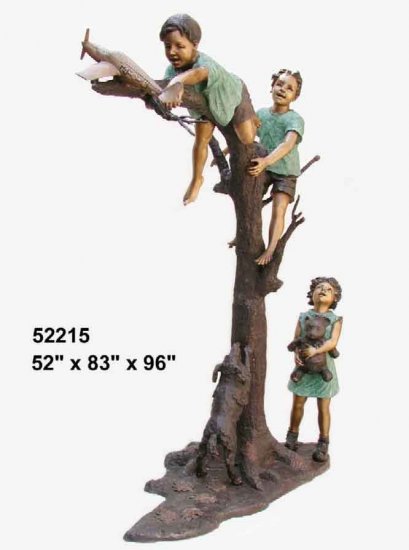 Bronze Kids Climbing a Tree - Click Image to Close
