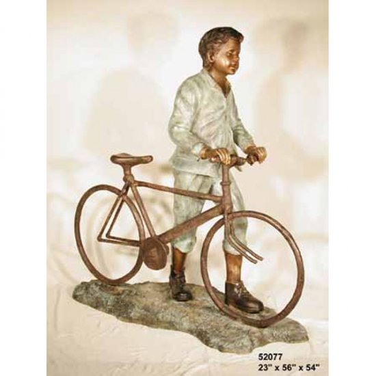 Bronze Boy with Bicycle - Click Image to Close