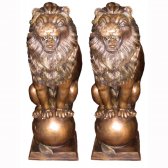 Bronze Lion's on Ball