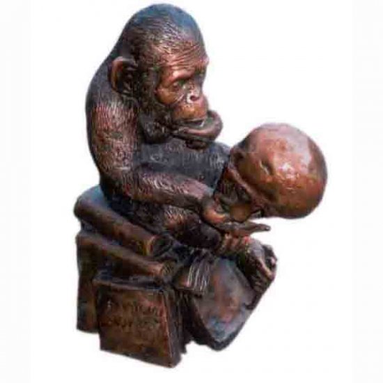 Bronze Monkey with Skull - Click Image to Close