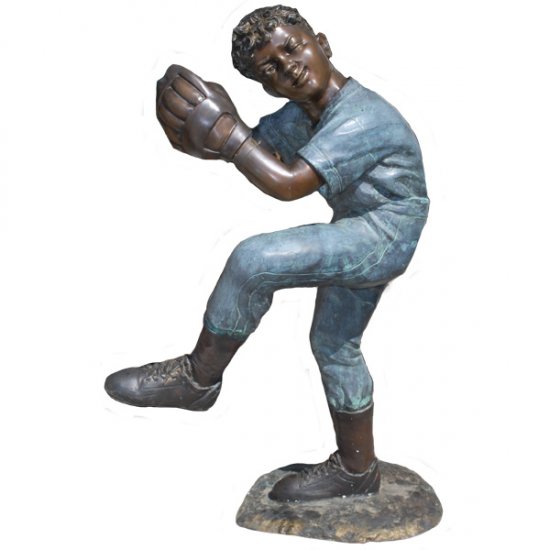 Bronze Baseball Pitcher, Kid - Click Image to Close