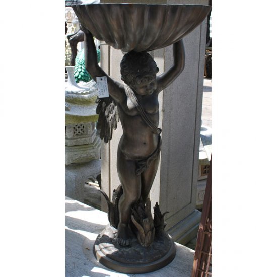 Bronze Cupid Carrying Shell Fountain - Click Image to Close