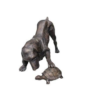 Bronze Dog with Turtle