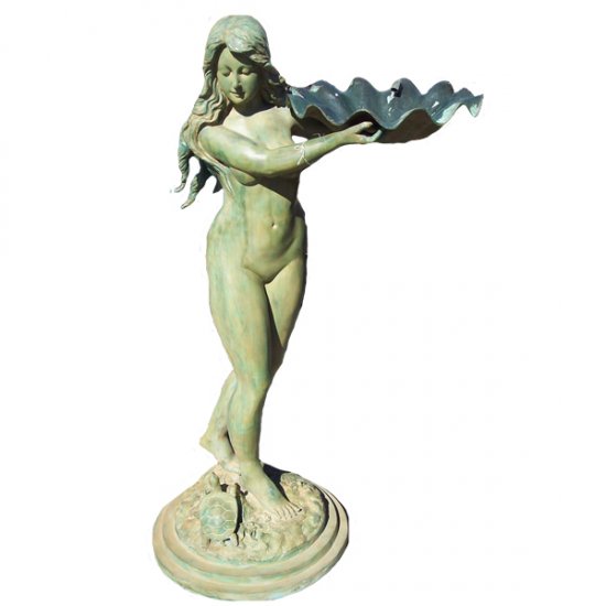 Bronze Female holding Shell - Click Image to Close