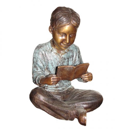 Bronze Boy reading Book - Click Image to Close