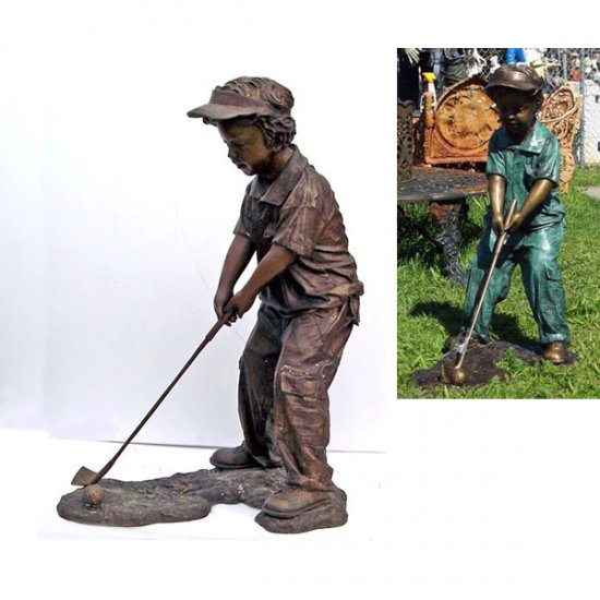 Bronze Boy Golfer - Click Image to Close