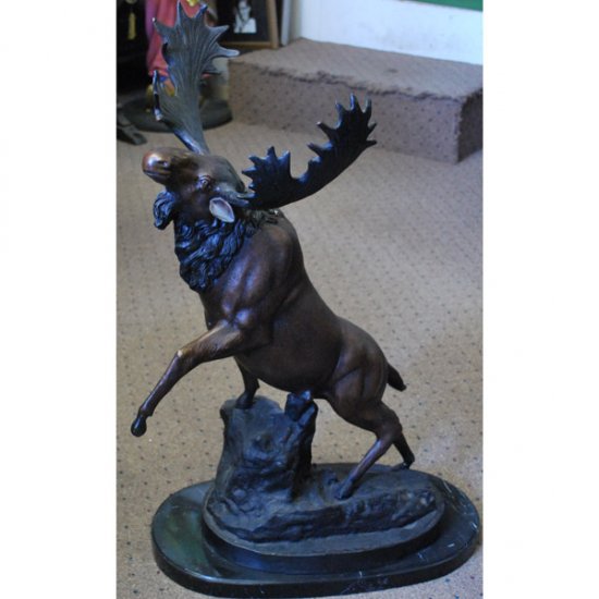 Bronze Moose with Marble Base - Click Image to Close