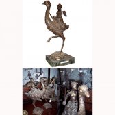 Bronze Soldier with a Sword on a Ostrige