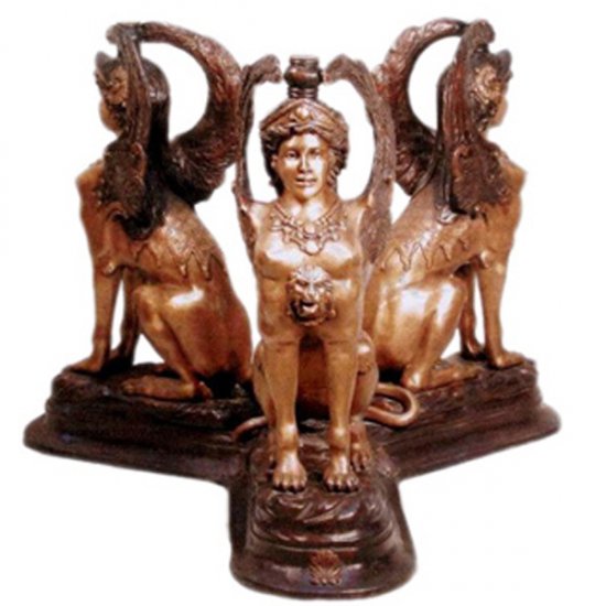 Bronze Table Base of three winged Female Griffins - Click Image to Close