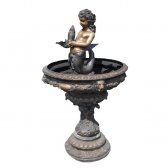 Bronze Child Mermaid holding Fish