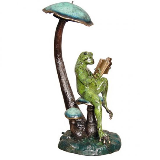 Bronze Frog reading Book - Click Image to Close