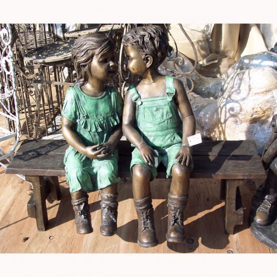 Bronze Children on Bench - Click Image to Close