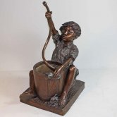 Bronze sitting Boy with Hose and Bucket Fountain