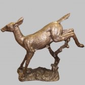 Bronze Female Deer Running on a Base