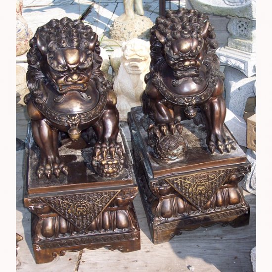 Cast Iron Foo Dogs ( pair ) - Click Image to Close