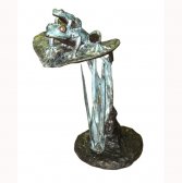 Bronze 2 Frogs on Lotus Leaf