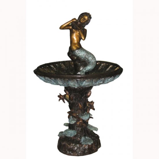 Bronze Mermaid Shell Fountain - Click Image to Close