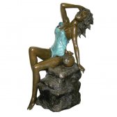 Bronze Girl sunbathing on Rock Fountain Bronze Girl sunbathing on Rock Fountain