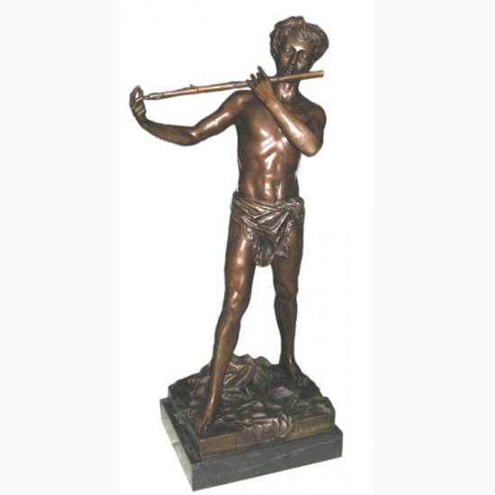 Bronze Boy playing the Flute - Click Image to Close
